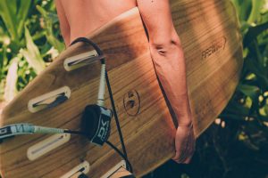 Wooden surfboard
