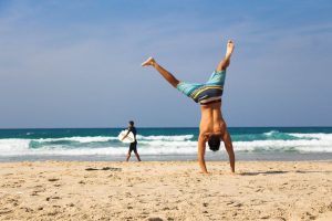 Surfer exercising