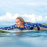 Our guest Catherine enjoying the beauty benefits of saltwater.