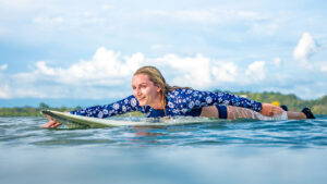 Our guest Catherine enjoying the beauty benefits of saltwater.