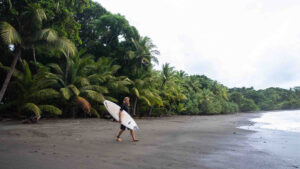 Walking on the sand to the ocean